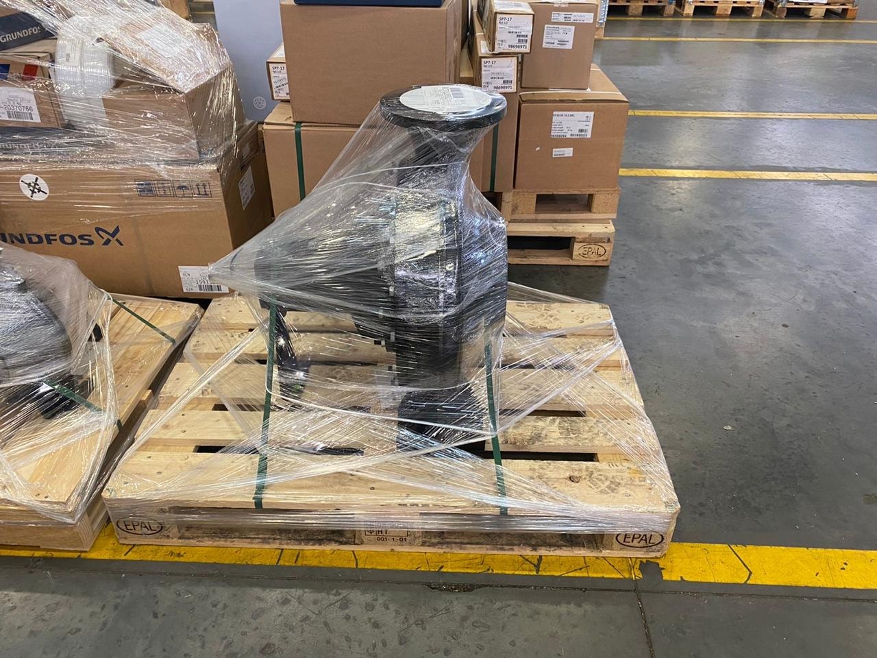 Grundfos dewatering pump — packaged for mine-site delivery