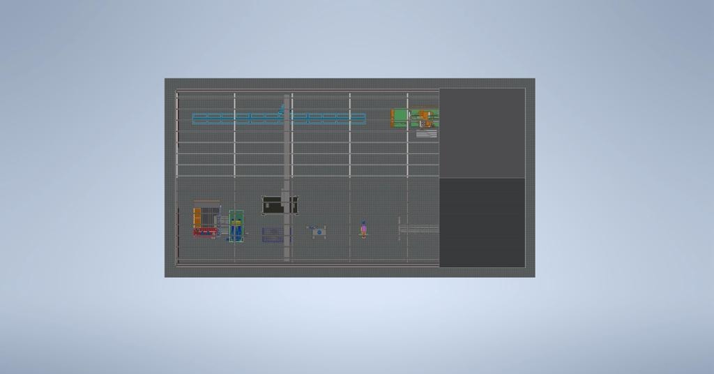 Top-down floor plan — hydraulic workshop equipment layout